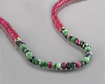 Natural Ruby Stone Necklace , top quality ruby gemstone necklace , ruby zoisite stone beads necklace , stone design necklace ,