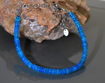 Bracciale in pietra opale Opale etiope naturale - Bracciale con perline in pietra opale blu Bracciale con perline - Pietra opale, perline opale, opale con perline, opale