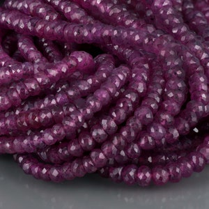 Ruby Stone Beads, Natural Ruby Faceted Roundel Ruby Gemstone, Gemstone Strand Beads, Ruby Gemstone Beads, Making Jewelry
