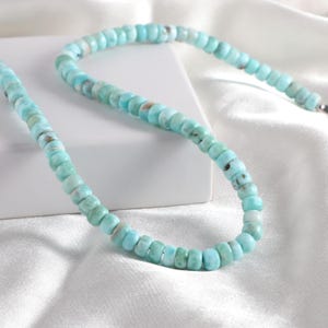 Natural Larimar Stone Beads Necklace, Smooth Roundel Larimar Gemstone Beads Necklace, Larimar Beads Necklace Gemstone Beads,