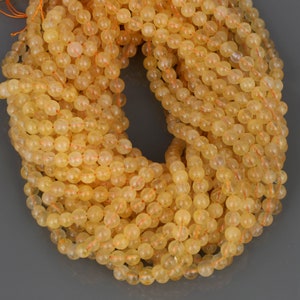 100% natürliche Citrin Edelstein Perlen Glatte runde Stein Citrin Perlen machen Schmuck Perlen Strang Gelbe Citrin Perlen,