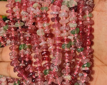 Strawberry Quartz Stone Beads - Strand Strawberry Quartz Nuggets Stone Beads Making Jewelry Stone Beads Strawberry Quartz "