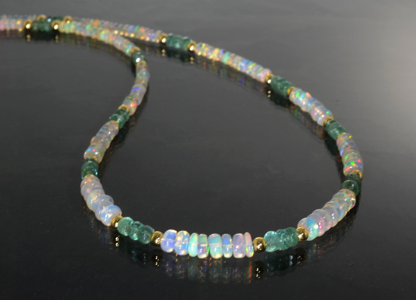 Opal Stone Emerald Stone Necklace Zambian Emerald Beads - Etsy