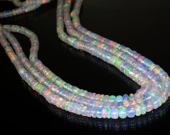 Top Quality Fire Opal Ethiopian Opal Beads, Natural Smooth Opal Stone Beads Roundel Opal Stone Beads, Opal Jewelry Beads Opal Beads Strand "