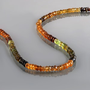 Natural Tourmaline Stone Necklace , Amazing Tourmaline Color Stone Beaded Necklace Faceted Roundel Tourmaline Beaded Necklace 925 Silver