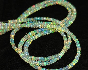 AAA Top Quality Ethiopian Opal Stone Beads, Rainbow Fire Opal Stone Beads Faceted Roundel Opal Gemstone Opal Beads,