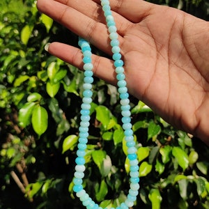 Peruvian Opal Necklace Smooth Roundel Opal Necklace, Opal Stone Beads Necklace Blue Opal Candy Opal Beads Stone Candy Opal Necklace,