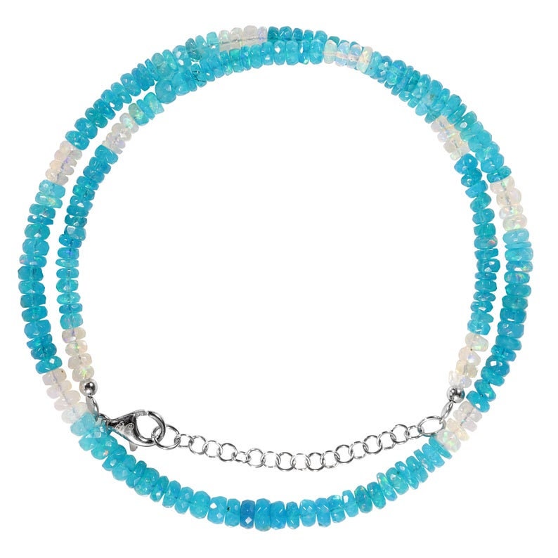 Ethiopian Blue opal necklace shaded opal necklace blue opal jewelry opal gemstone necklace opal silver necklace Opal Gemstone Necklace