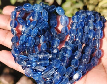 AAA quality blue kyanite Plain Oval Nuggets, Natural Kyanite oval beads FULL STRAND, Kyanite Smooth Oval Beads