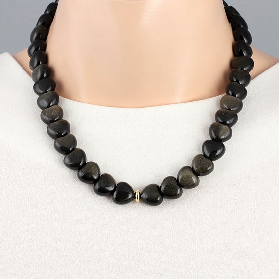 Black Obsidian Beaded Necklace | Lab Certified | 52 gms | – The Healing  Store