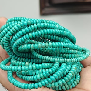 Smooth Roundel Turquoise Beads, Natural Gemstone Beads Strand Turquoise, Beads Turquoise Stone, Roundel Turquoise Stone &quot;