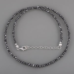 100%Natural Black Diamond Stone 3 to 5 MM Diamond, Stone Beaded Necklace Bigger Size Diamond Beads Necklace Gemstone Necklace, image 2