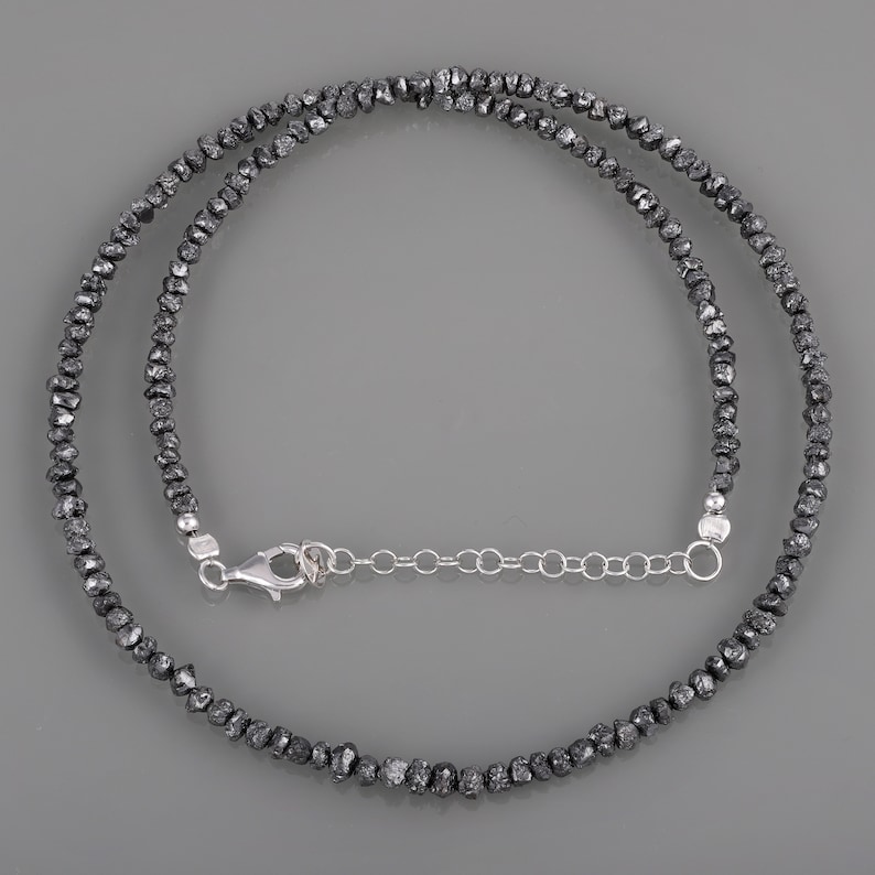 100%Natural Black Diamond Stone 3 to 5 MM Diamond, Stone Beaded Necklace Bigger Size Diamond Beads Necklace Gemstone Necklace, image 2