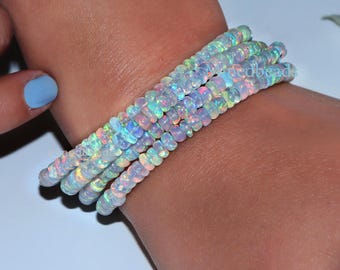 100%Natural Ethiopian Opal Bracelet - 4 Strand Bracelet Opal Multi Fire Opal Bracelet Fire Opal Beads Bracelet , Opal Beads Stone Bracelet "