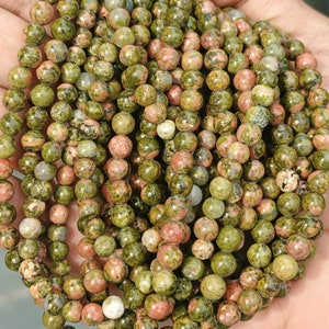 Natural Unakite Stone Beads, Smooth Round Unakite Beads Gemstone Unakite Beads Strand Unakite Stone Beads,
