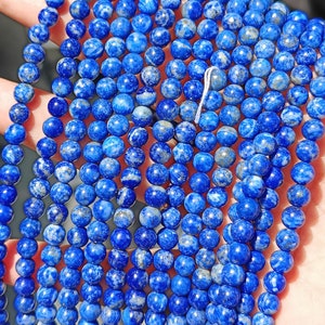 Natural Lapis Lazuli Stone, Gemstone Lapis Beads Smooth Round Lapis Beads Strand Round Beads Stone Lapis Making Jewelry,