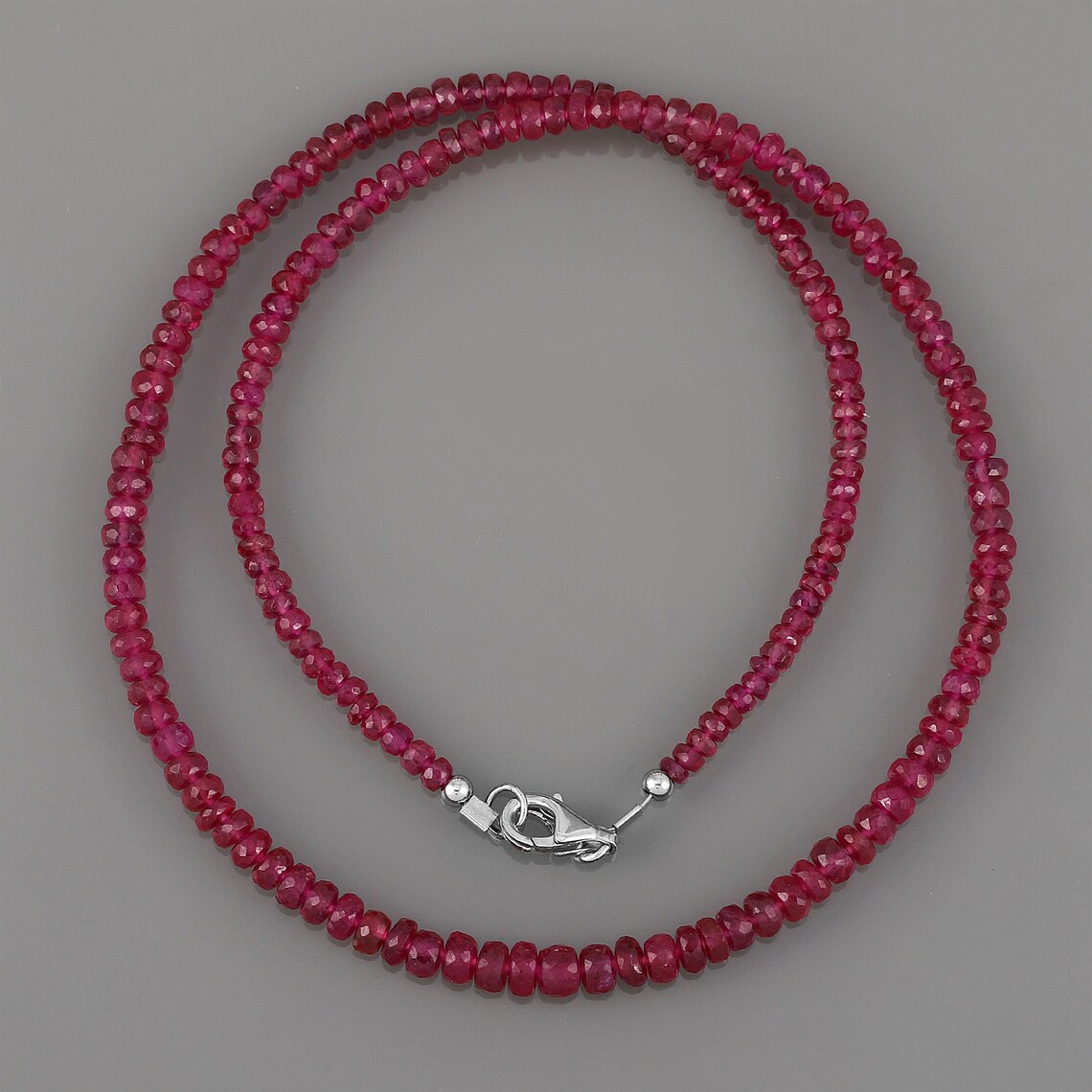 Strand Faceted Ruby Necklace Ruby Beads Necklace Beaded Etsy