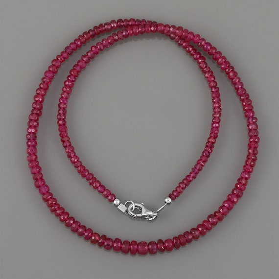 Strand Faceted Ruby Necklace Ruby Beads 