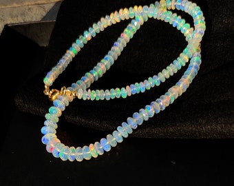 Necklace Amazing Color Fire Opal Ethiopian Opal Stone Beads Necklace, Beads Opal Necklace Gemstone Beads Necklace 100%Natural Opal "