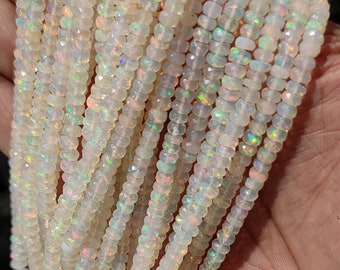 Natural Ethiopian Opal Stone, Faceted Roundel Opal Beads, Multi Fire Opal Beads, Opal Stone Beads, Opal Gems Beads Fire Opal Bead,
