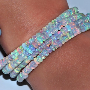 100%Natural Ethiopian Opal Bracelet - 4 Strand Bracelet Opal Multi Fire Opal Bracelet Fire Opal Beads Bracelet , Opal Beads Stone Bracelet &quot;