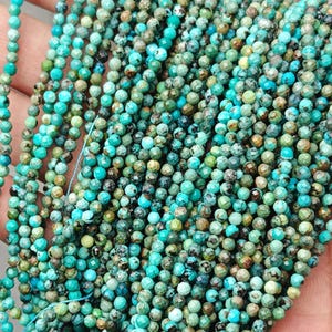 beads Turquoise gemstone beads, blue turquoise strands, genuine turquoise 2mm round turquoise beads for making jewelry