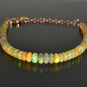 Ethiopian Opal Bead Bracelet, Faceted Roundel Opal Stone Faceted Beads Bracelet, Opal Beaded Bracelet, Opal Bracelet Handmade Jewelry "