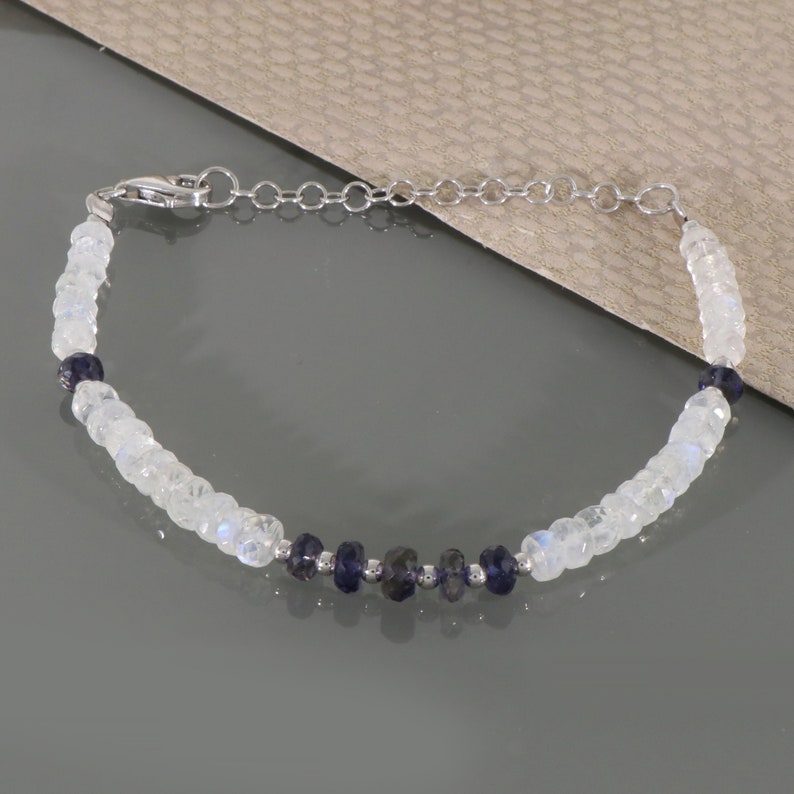 Top Quality Iolite and Moonstone bracelet with Sterling Silver image 0