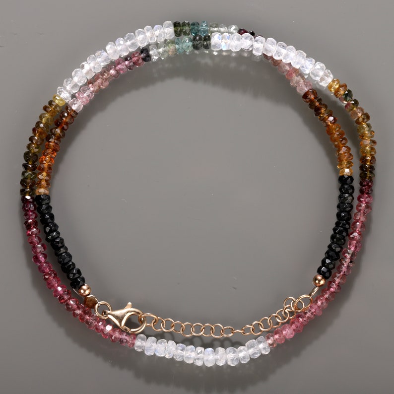 top multi tourmaline necklace rainbow moonstone necklace image 0