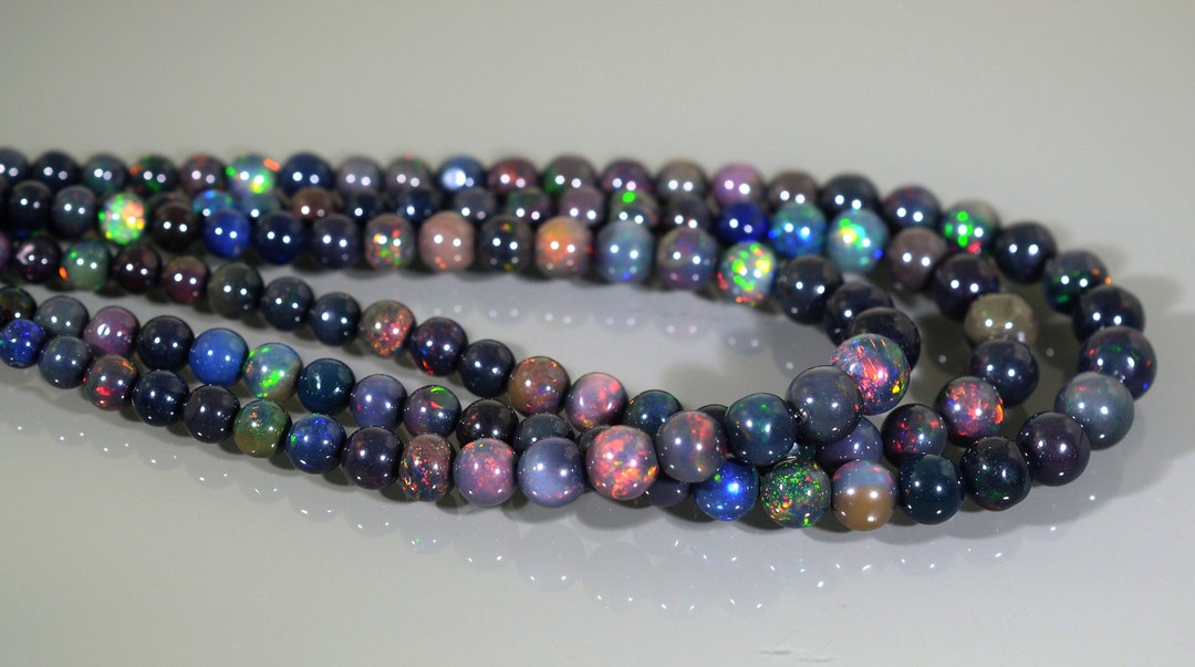 Amazing Rainbow Fire Opal 100%genuine Black Ethiopian Opal Beads ...
