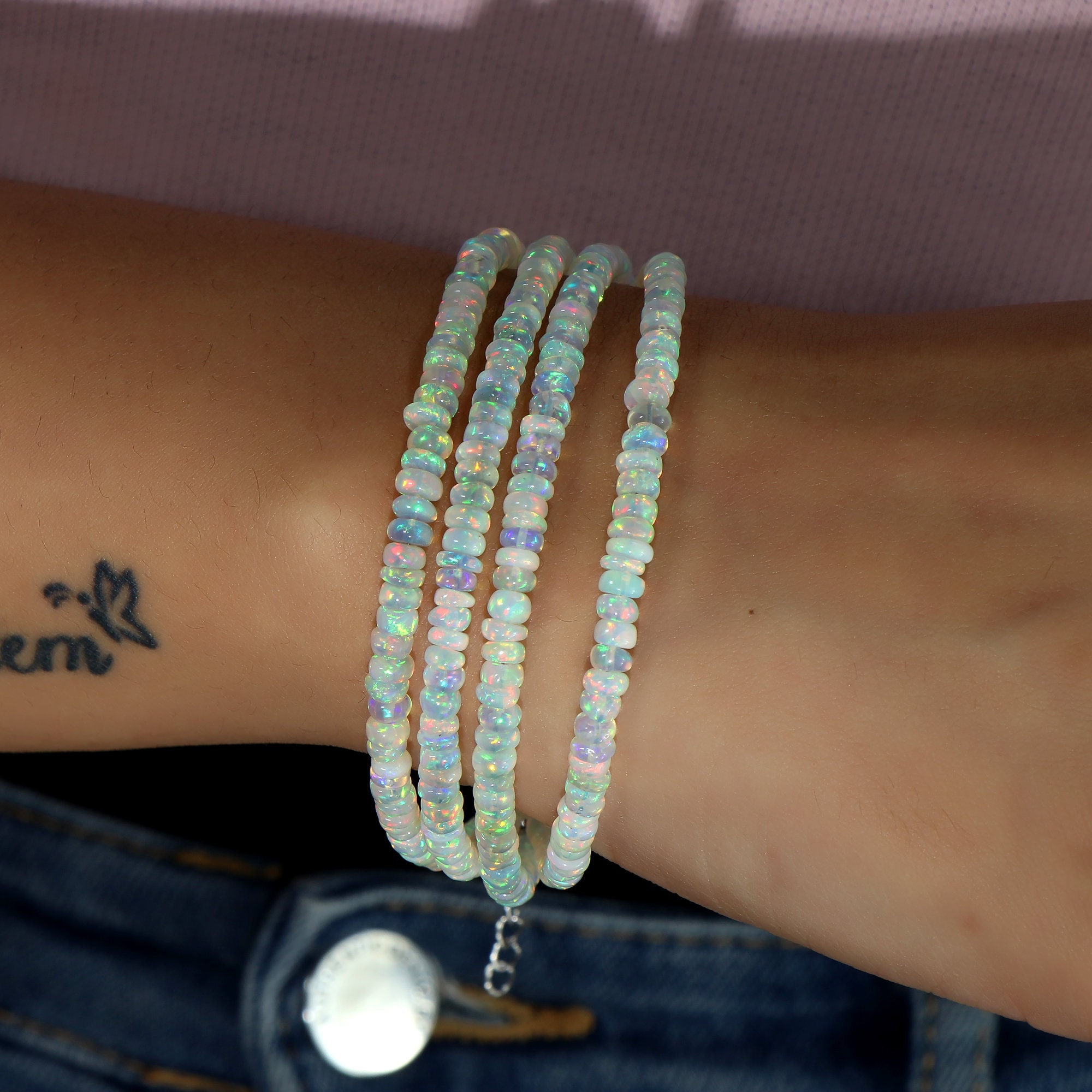 Natural Ethiopian Opal Bracelet 4 Strand Bracelet Opal Multi