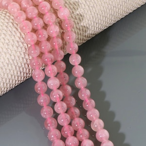 8MM Rose Quartz Stone beads, 100%Natural Rose Quartz Beads Strand Smooth Round Making Jewelry, Beads Rose Quartz Beaded Strand &quot;