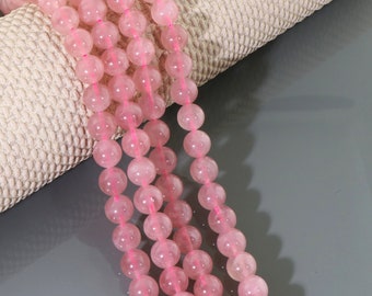 8 MM Rosenquarz Steinperlen, 100% natürliche Rosenquarz Perlen Strang Glatte Runde machen Schmuck, Perlen Rosenquarz Perlen Strang "