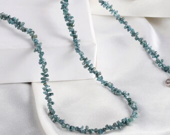 Raw Diamond Necklace , Natural Blue Rough Diamond Necklace , Diamond Gemstone Necklace Diamond Beads Necklace Diamond Stone Necklace