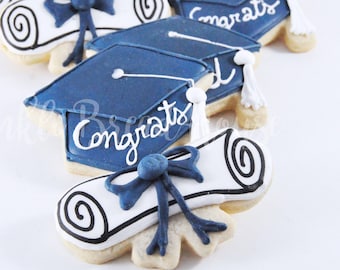 Custom Graduation cookies - Personalized graduation cookies - graduation gift- congrats grad gift - male graduation party favor