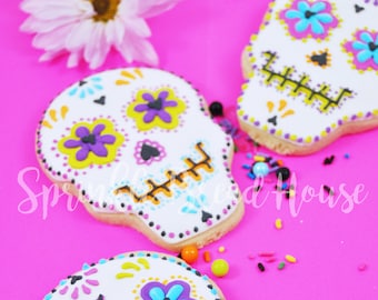 Large Sugar Skull sugar cookies - day of the dead cookies - dia de los muertos cookies -sugar skull party favor -day of the dead party favor