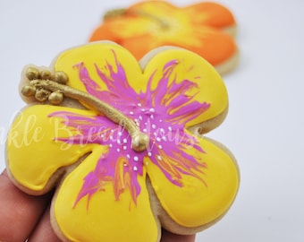 Galletas de azúcar de flores tropicales - flores hawaianas - galletas Luau - galletas de flores de hibisco - favor de fiesta luau - galletas de fiesta en la playa aloha