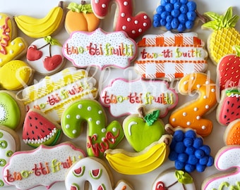 Galletas Tutti Frutti - galletas de dos tti frutti - fiesta de frutas - galletas de frutas - galletas de azúcar decoradas - fiesta de frutas favor 2o cumpleaños