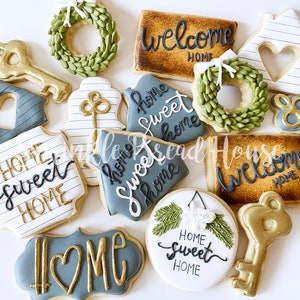 Biscuits Home Sweet Home Cadeau de bienvenue Biscuits de fête à la maison Cadeau premier acheteur de maison Cadeau original de pendaison de crémaillère homme pour couple image 9