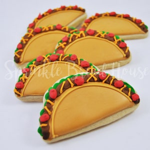 Taco Cookies - Taco party sugar cookies  - fun mexican themed party favor - fiesta cookies - fiesta party - tex mex cookies - taco gift
