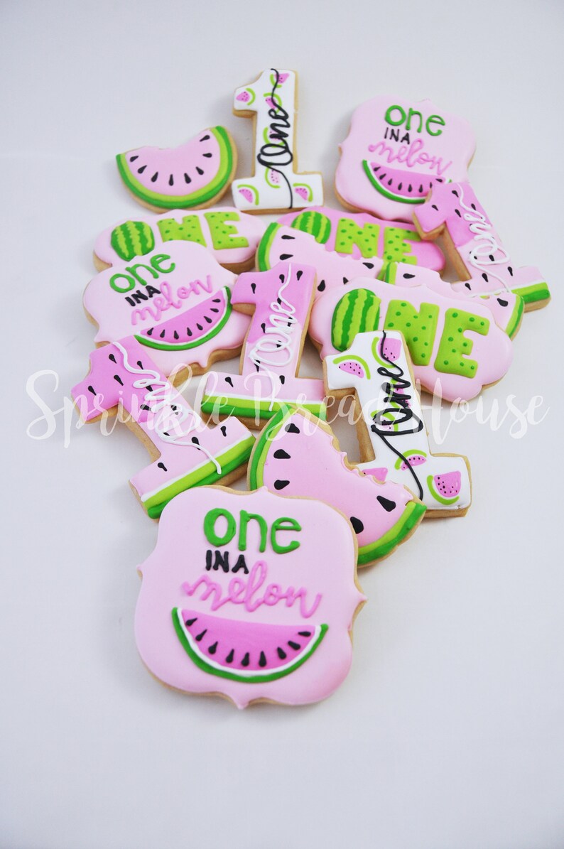 Download One in a Melon cookies First birthday party cookies | Etsy