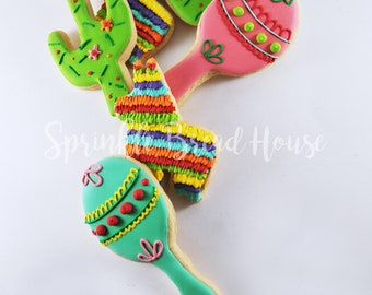 Galletas de fiesta - Cinco de Mayo - tex mex - galletas de cactus - galletas de piñata - galletas del desierto - regalo del suroeste - favor de fiesta fiesta
