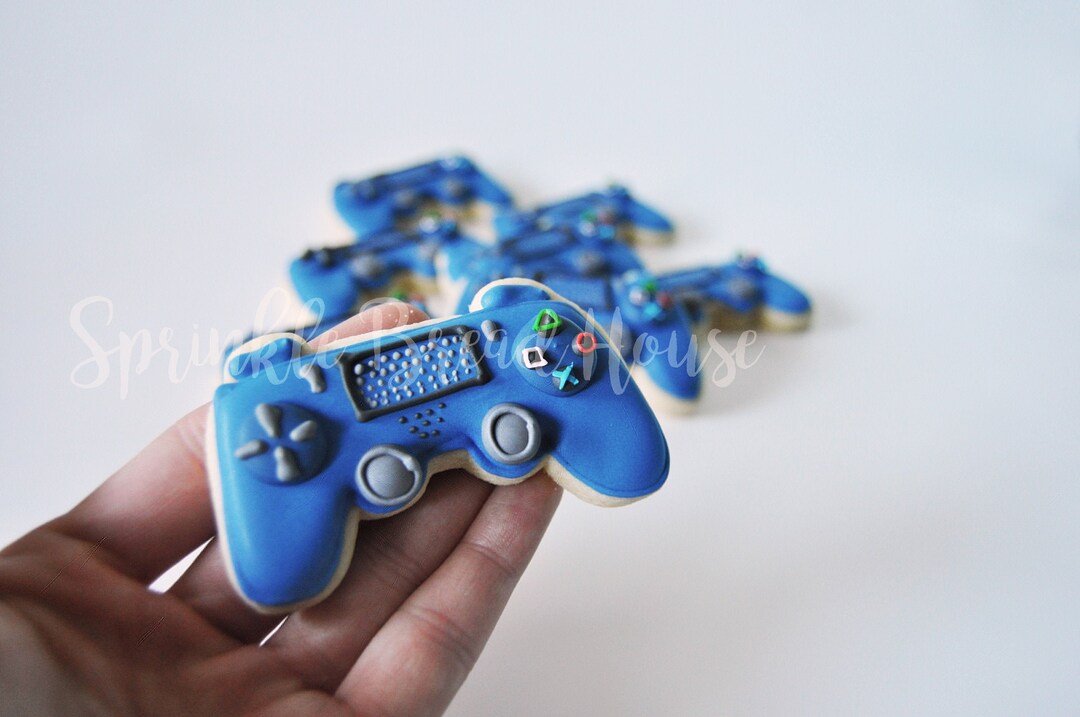 Small Blue Playstation Controller Cookie Game Nerd Cookies Video Game
