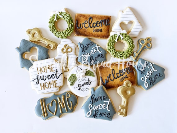 Home Sweet Home cookies -  Welcome Home gift - House party cookies - First time Home Buyer gift - Original Housewarming gift man for couple