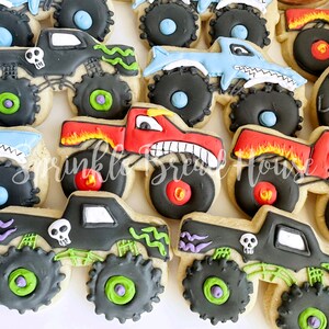 Monster Truck cookies birthday truck party Monster truck party favor boy party cookies monster truck birthday gift image 2