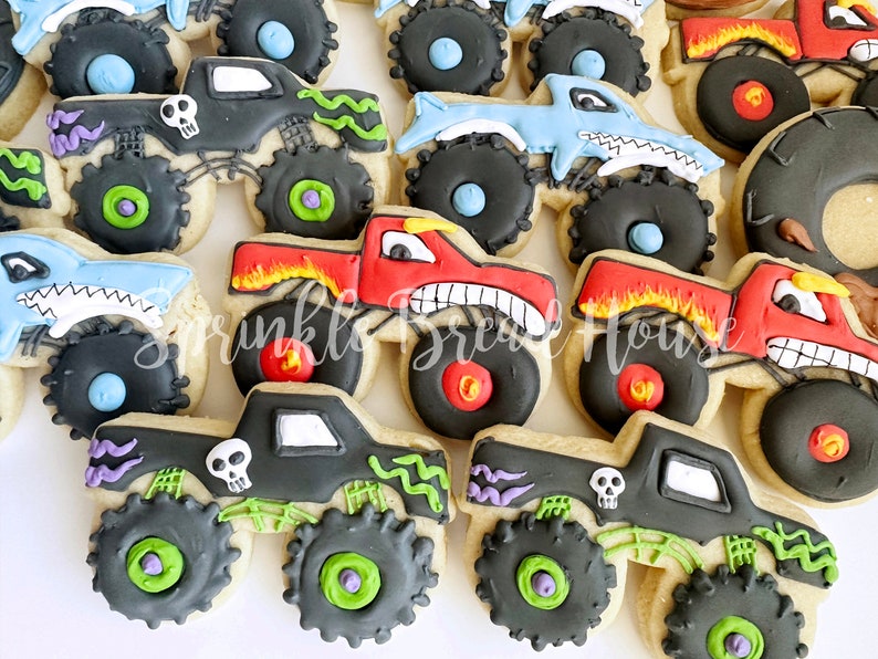 Monster Truck cookies birthday truck party Monster truck party favor boy party cookies monster truck birthday gift image 2