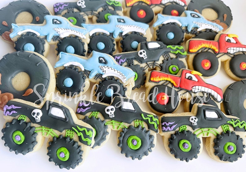 Monster Truck cookies birthday truck party Monster truck party favor boy party cookies monster truck birthday gift image 1