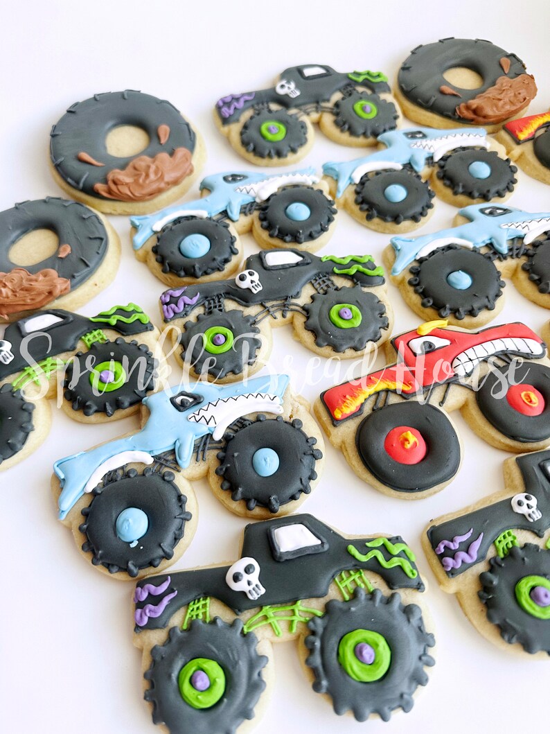 Monster Truck cookies birthday truck party Monster truck party favor boy party cookies monster truck birthday gift image 4