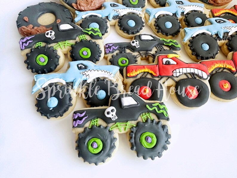 Monster Truck cookies birthday truck party Monster truck party favor boy party cookies monster truck birthday gift image 3