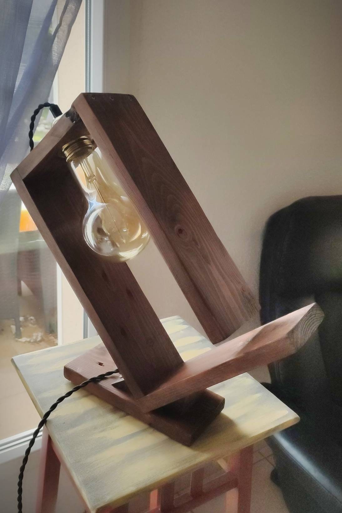 Lampe Bois Style Édison